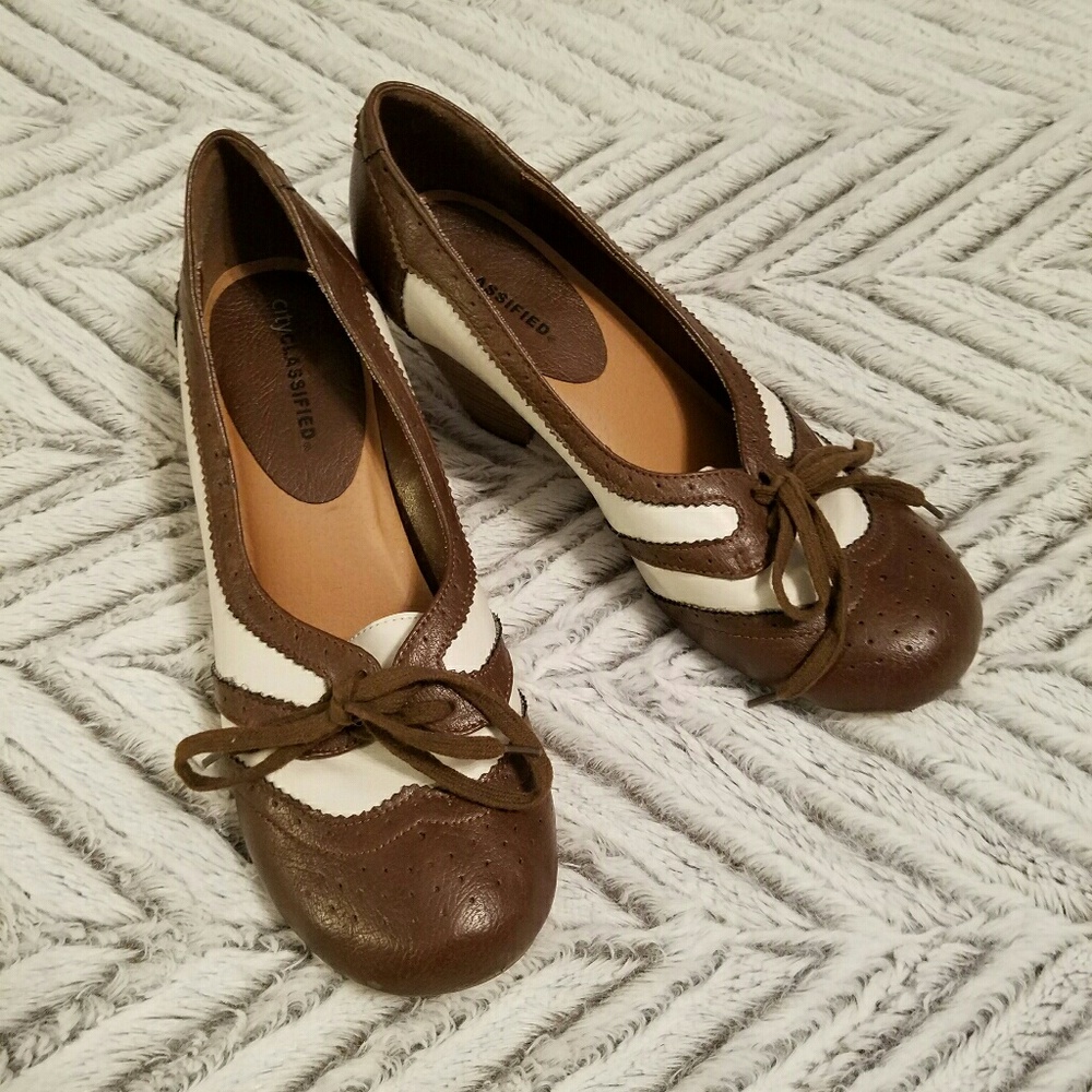 Brown and Cream Tuxedo Heels